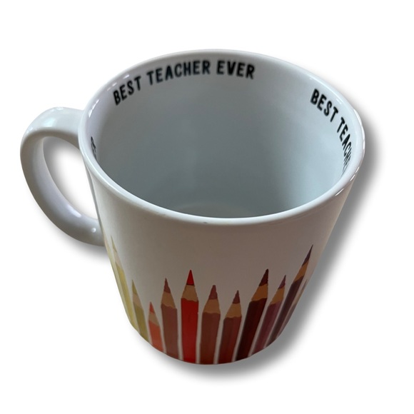 Colored Pencil Large Coffee Mug “Best Teacher Ever” Gift for School - Picture 3 of 5
